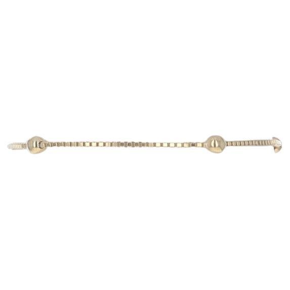Yellow Gold Bead Station Box Chain Bracelet 6 3/4" - 18k