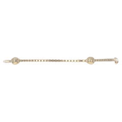 Yellow Gold Bead Station Box Chain Bracelet 6 3/4" - 18k