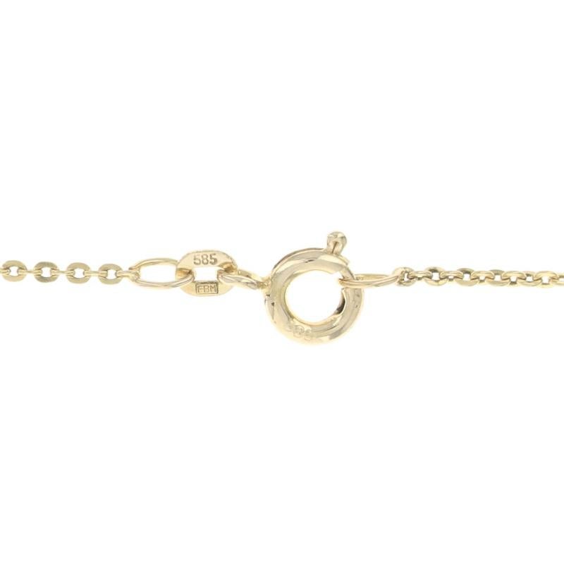 Yellow Gold Bead Station Flat Cable Chain Necklace 15 3/4