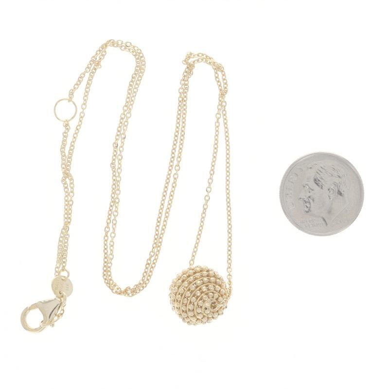 Yellow Gold Beaded Ball Pendant Necklace - 14k Adjustable In Excellent Condition For Sale In Greensboro, NC