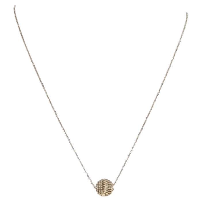 Yellow Gold Beaded Ball Pendant Necklace - 14k Adjustable