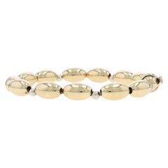 Yellow Gold Beaded Chain Bracelet 8" - 14k