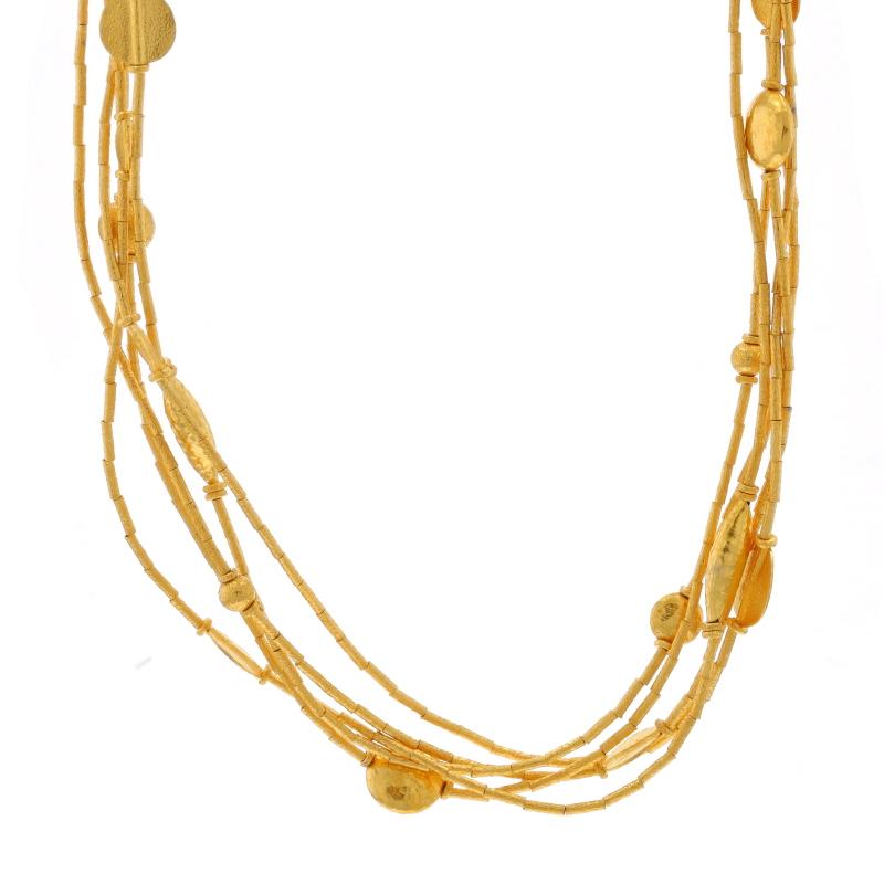Contenu du métal : Or jaune 985

Style : Perles à cinq brins
Type de fermeture : Fermoir à griffe de homard
Caractéristiques : Détails texturés

Mesures
Longueur réglable : 18
