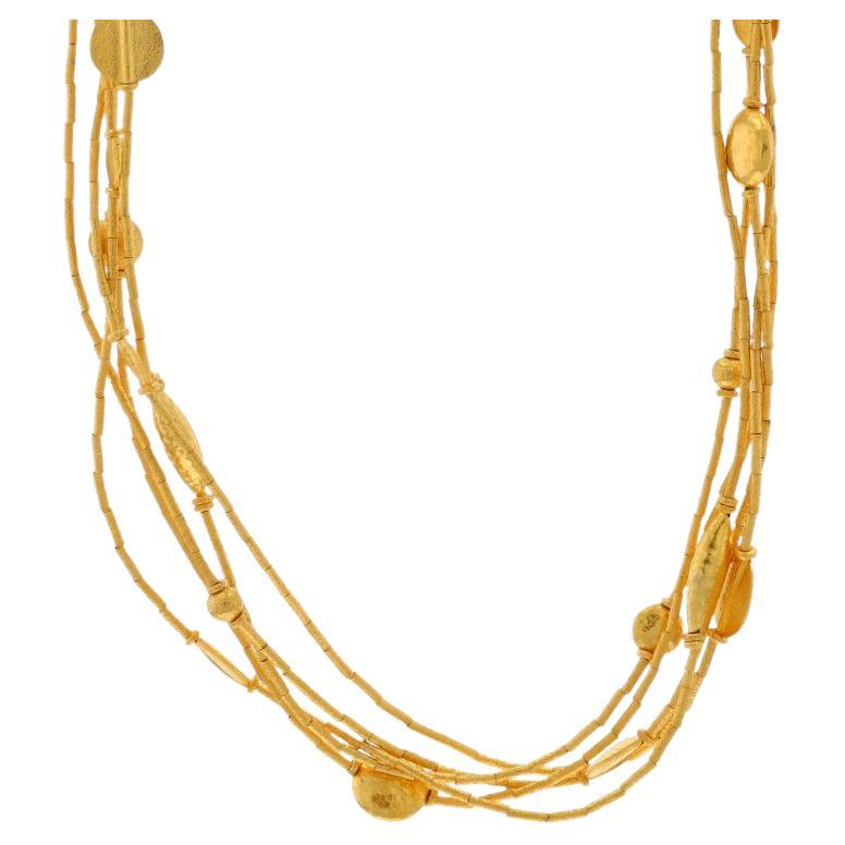 Collier à cinq brins en or jaune - 985 Textured Adjustable en vente