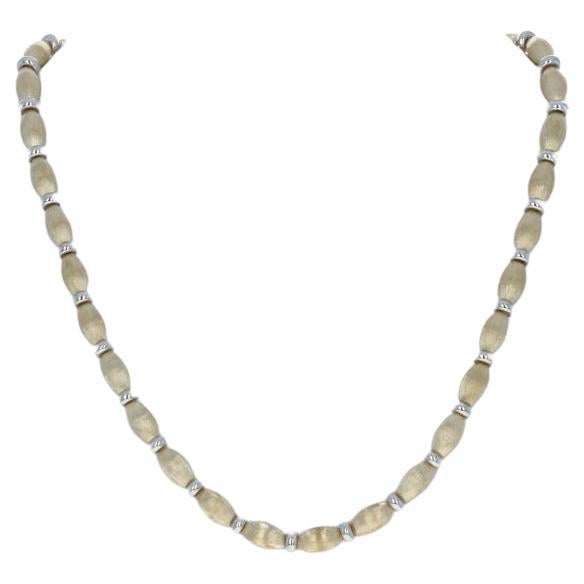 Yellow Gold Beaded Necklace 17 1/2" - 14k Brushed Italy For Sale