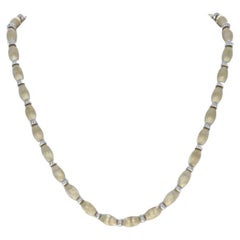 Yellow Gold Beaded Necklace 17 1/2" - 14k Brushed Italy
