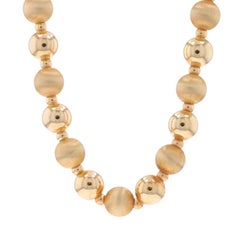 Yellow Gold Beaded Necklace 20 1/4" - 14k Smooth & Brushed