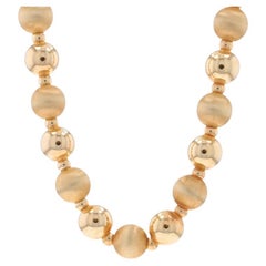 Yellow Gold Beaded Necklace 20 1/4" - 14k Smooth & Brushed