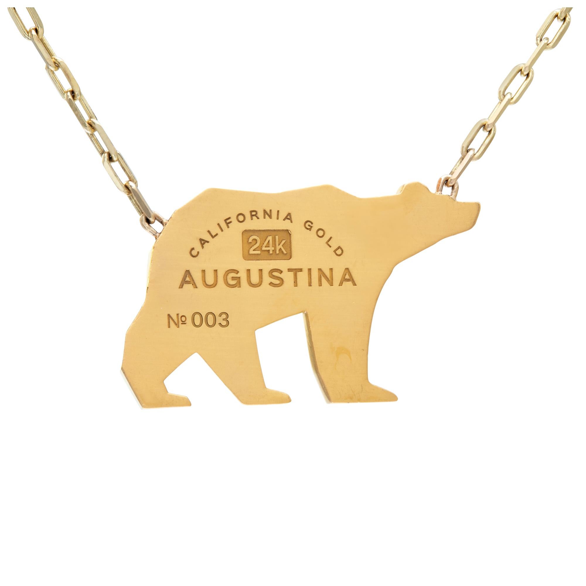Women's or Men's Yellow gold bear pendant with yellow gold chain