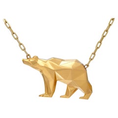 Vintage Yellow gold bear pendant with yellow gold chain