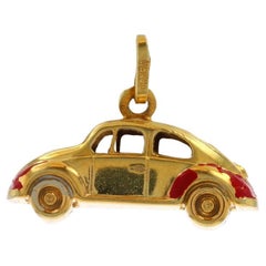 Yellow Gold Beetle Car Charm - 14k VW Punch Bug Automobile
