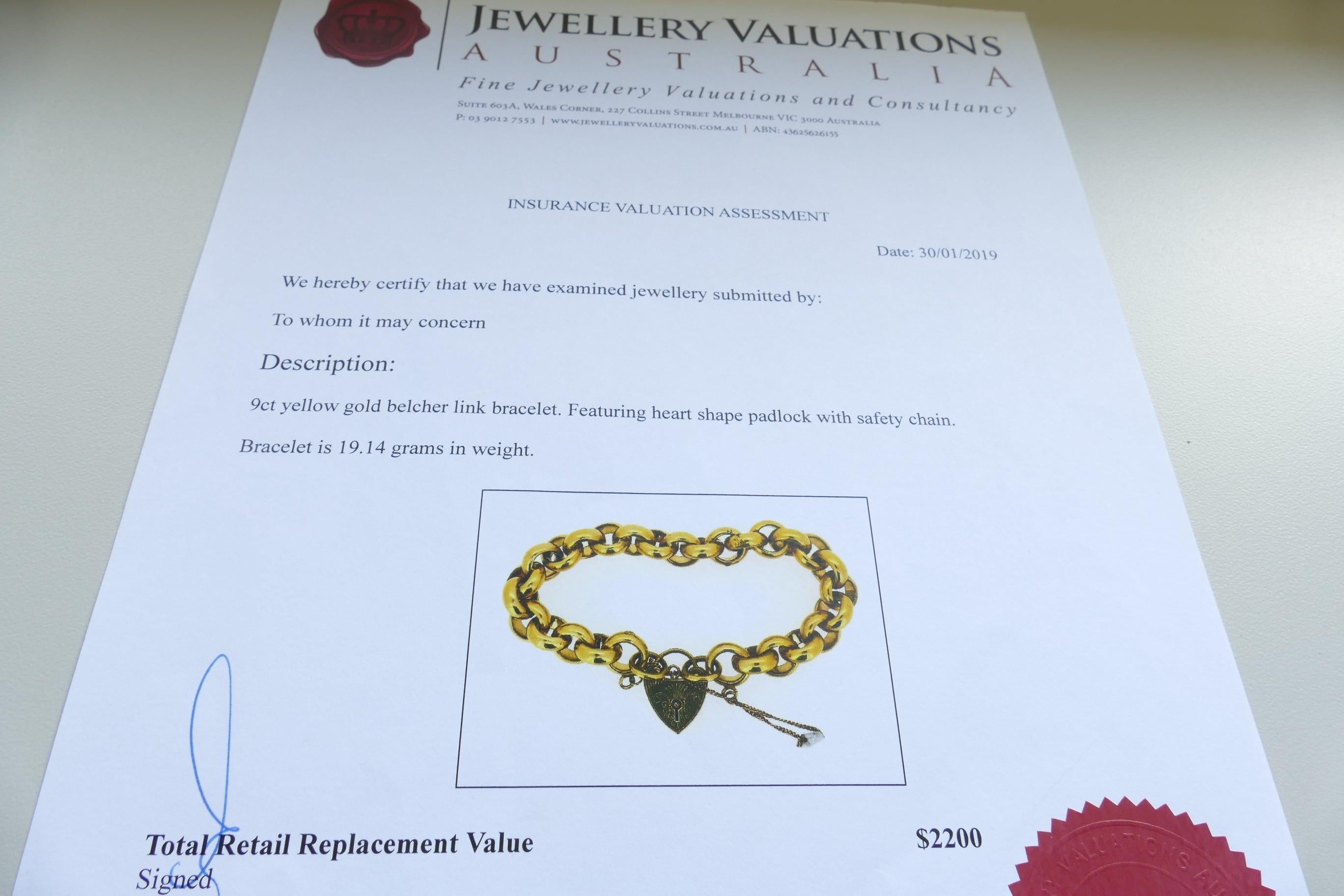 Women's Yellow Gold Belcher Link Bracelet For Sale
