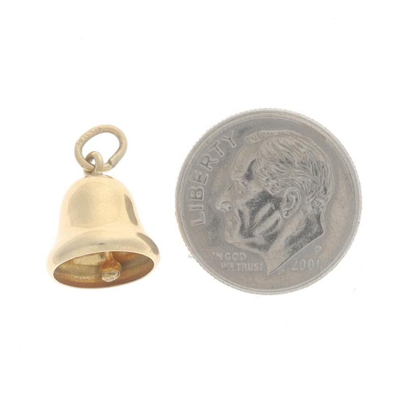 Women's or Men's Yellow Gold Bell Charm - 14k Instrument Clapper Moves