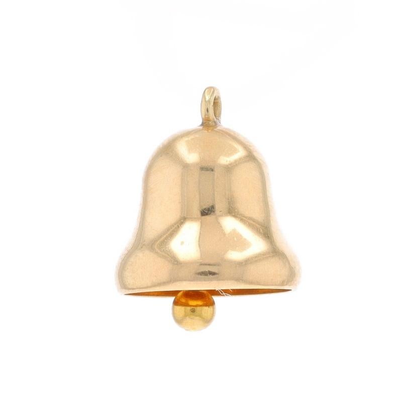 Metal Content: 14k Yellow Gold

Theme: Bell, Music
Features: When the bell moves, the clapper produces a light ringing sound.

Measurements

Tall (from stationary bail): 9/16