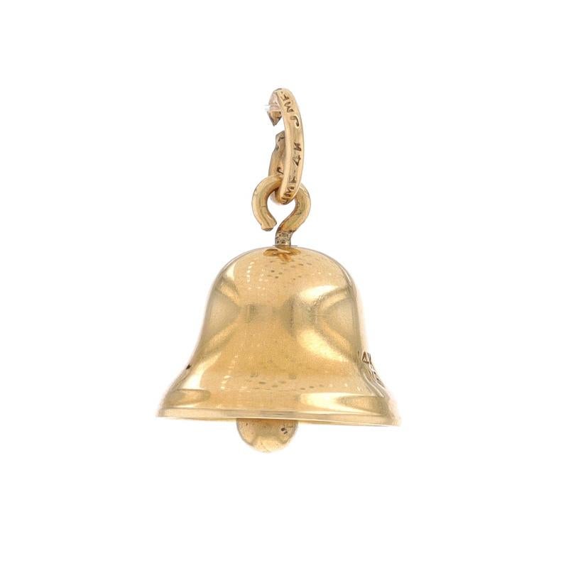 Metal Content: 14k Yellow Gold

Theme: Bell, Musical Instrument
Features: When the clapper moves, the bell produces a light ringing sound.

Measurements
Tall (from stationary bail): 17/32