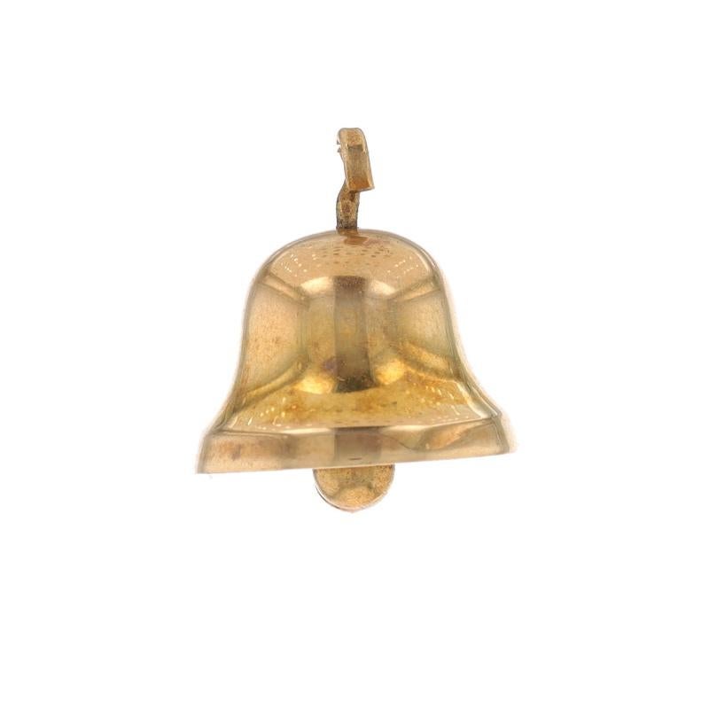 Metal Content: 14k Yellow Gold

Theme: Bell, Musical Instrument
Features: The bell's clapper moves back and forth to produce a soft ringing sound

Measurements

Tall (from stationary bail): 17/32