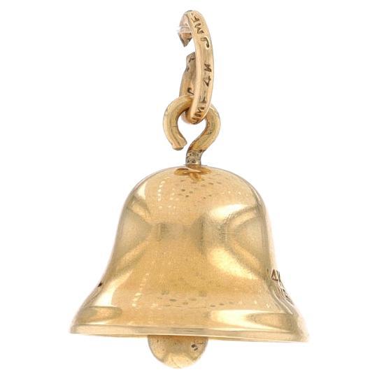 Yellow Gold Bell Charm - 14k Musical Instrument Clapper Moves