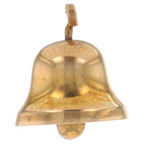 Yellow Gold Bell Charm - 14k Musical Instrument Clapper Moves For Sale