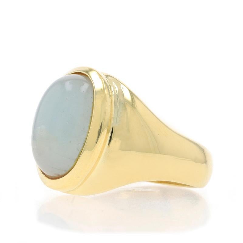 Anello da uomo in oro giallo con berillo - 18k Cabochon ovale 5,46ct Solitario In condizioni ottime in vendita a Greensboro, NC