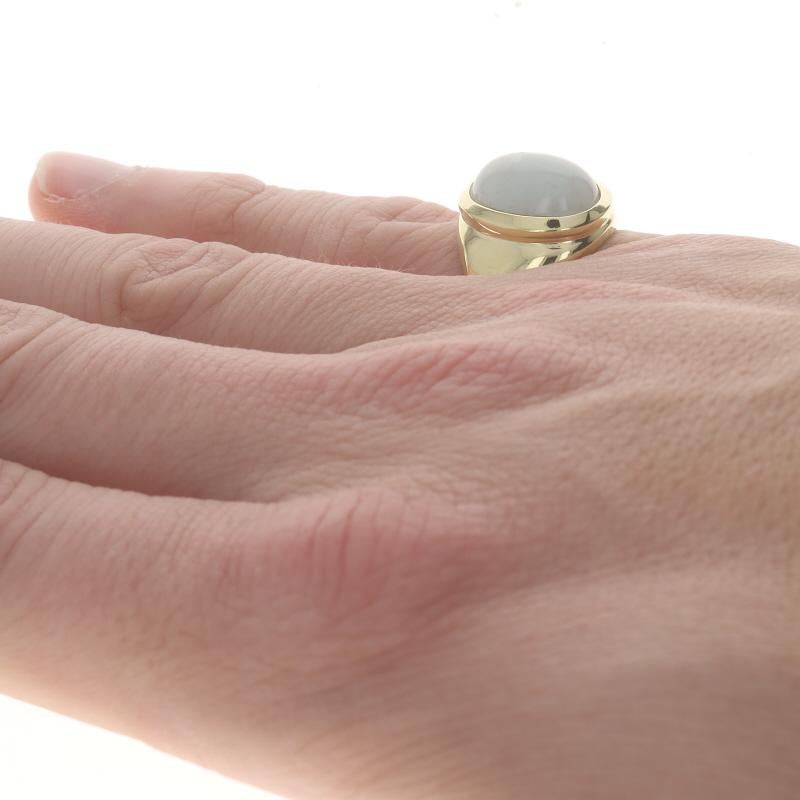 Uomo Anello da uomo in oro giallo con berillo - 18k Cabochon ovale 5,46ct Solitario in vendita