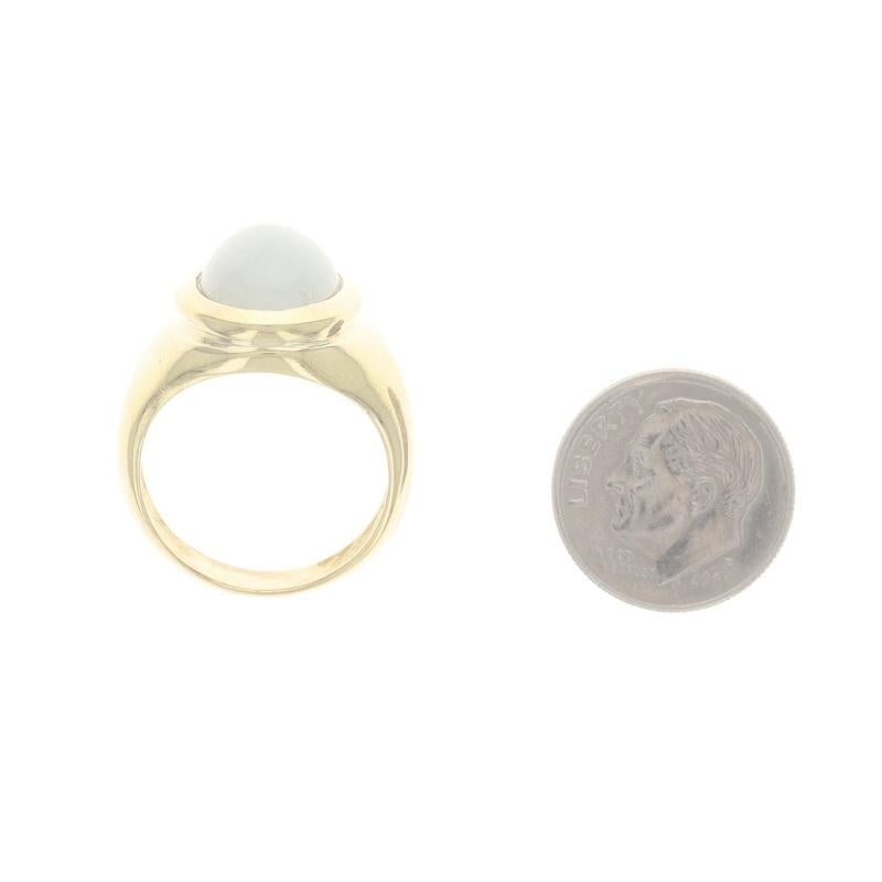 Anello da uomo in oro giallo con berillo - 18k Cabochon ovale 5,46ct Solitario in vendita 1