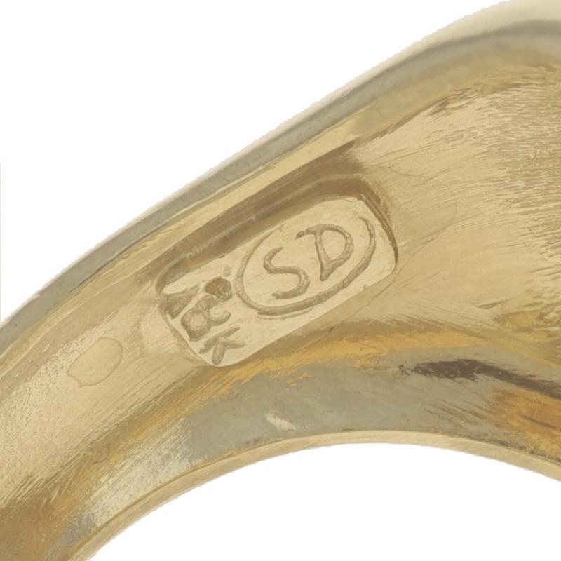 Anello da uomo in oro giallo con berillo - 18k Cabochon ovale 5,46ct Solitario in vendita 2