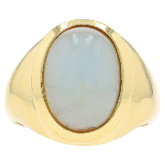 Gelbgold Beryll Herrenring - 18k Oval Cabochon 5,46 Karat Solitär