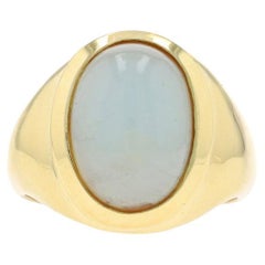 Gelbgold Beryll Herrenring - 18k Oval Cabochon 5,46 Karat Solitär