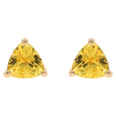 Yellow Gold Beryl Stud Earrings - 10k Trillion 1.00ctw Pierced