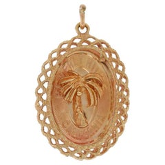 Yellow Gold Beverly Hills, California Pendant - 14k Palm Tree Travel Souvenir