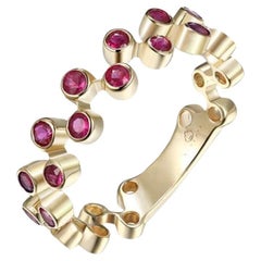 Yellow Gold Bezel Rubies Fashion Band