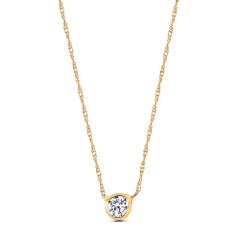 Yellow Gold Diamond Twenty Point Bezel Set Pendant Necklace