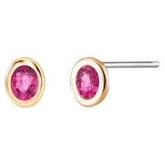 Yellow Gold Bezel Set Ruby Stud Earrings