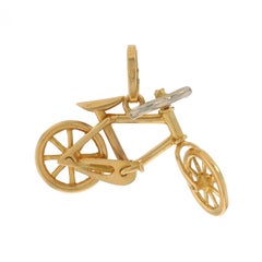 Yellow Gold Bicycle Charm - 18k Cyclist Sports Transportation Moves