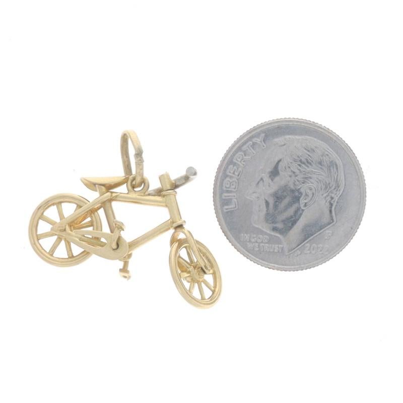 Women's or Men's Yellow Gold Bicycle Charm - 18k Cyclist Sports Transportation Moves For Sale