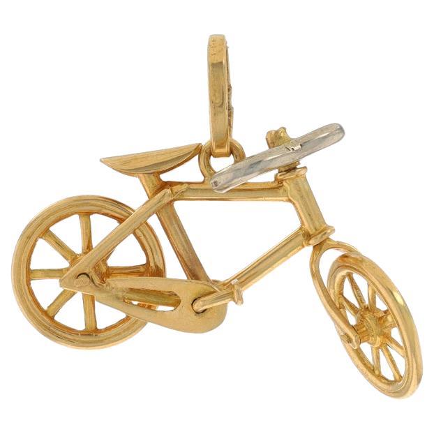 Yellow Gold Bicycle Charm - 18k Cyclist Sports Transportation Moves For Sale