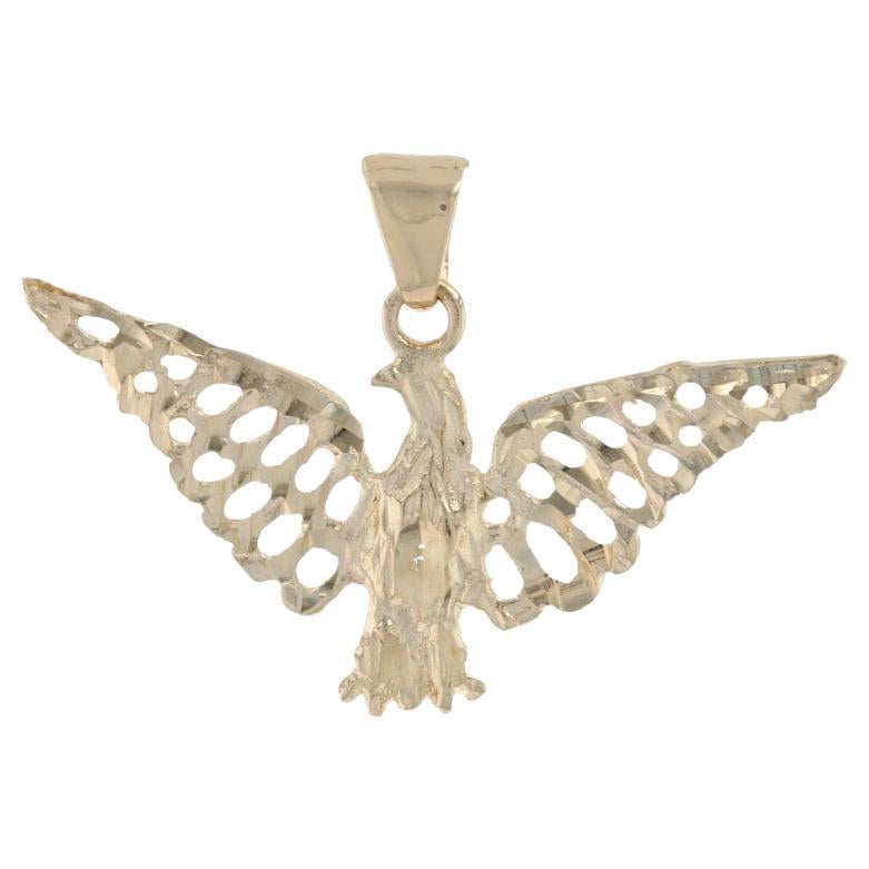 Yellow Gold Bird Pendant, 14k Etched