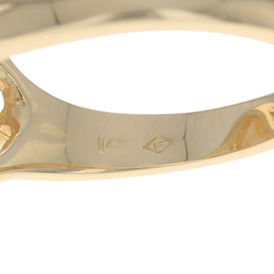 Anello con diamante e perla Biwa in oro giallo - 14k in vendita 2