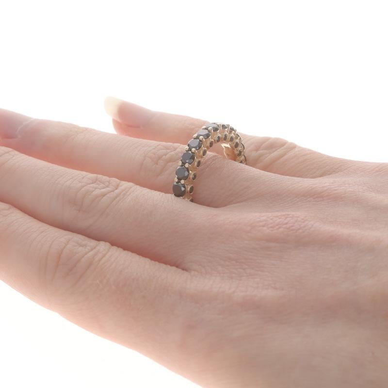 Women's Yellow Gold Black Diamond Eternity Band - 14k Round 3.96ctw Treated Ring Sz 8 For Sale