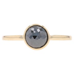 Solitär-Ring aus Gelbgold mit schwarzem Diamant - 14k Rose 1,00 Karat in Lünette gefasst, bearbeitet