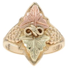 Yellow Gold Black Hills Gold Statement Ring - 12k 10k Grape Clusters & Leaves