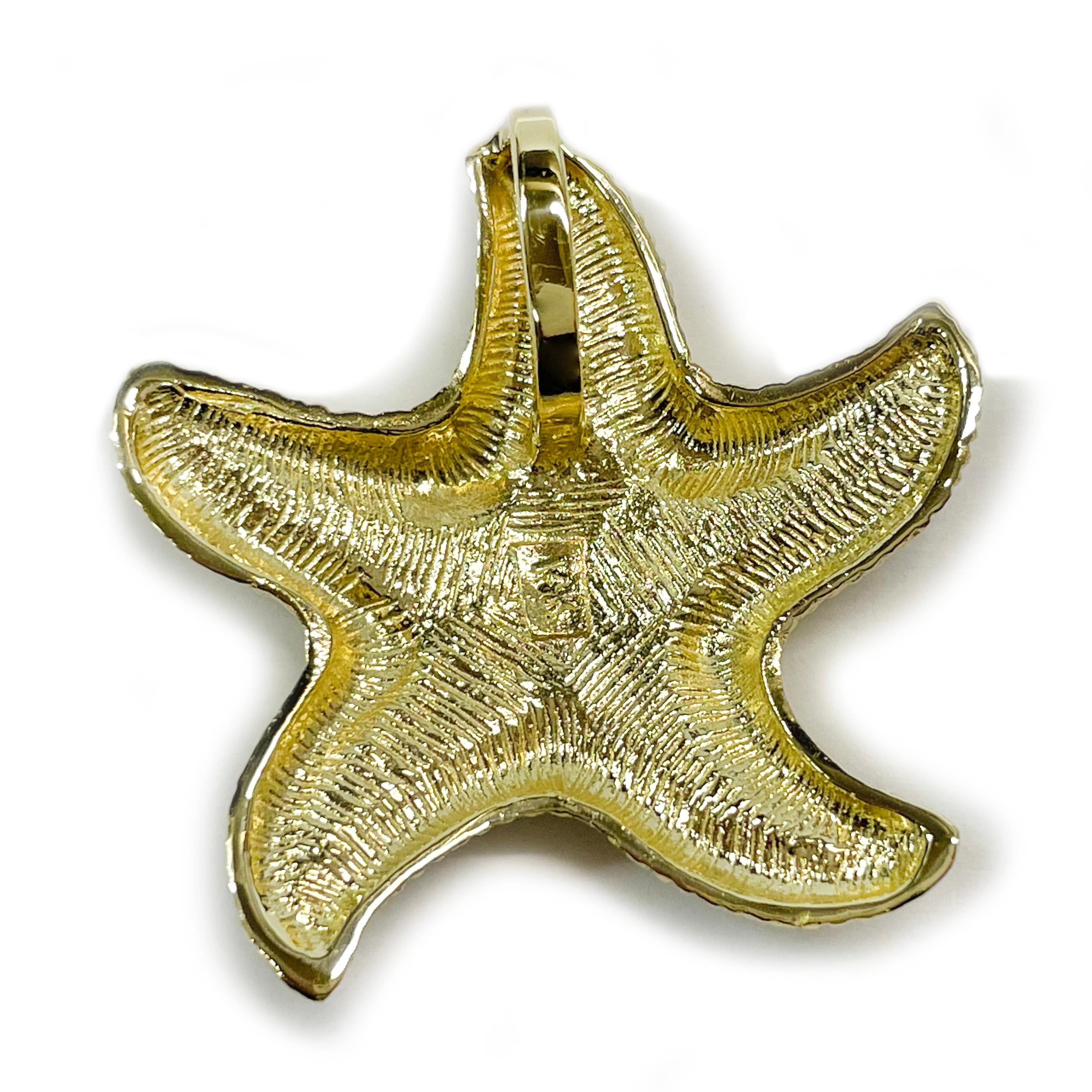 Contemporary Yellow Gold Black Opal Starfish Pendant For Sale