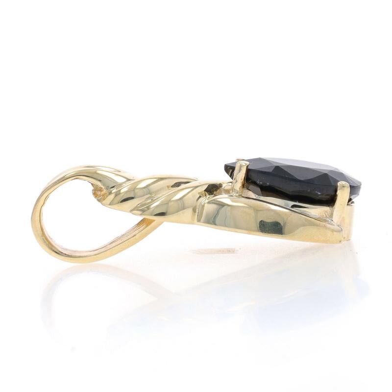Pear Cut Yellow Gold Black Sapphire Solitaire Pendant - 10k Pear 2.50ct Knot For Sale