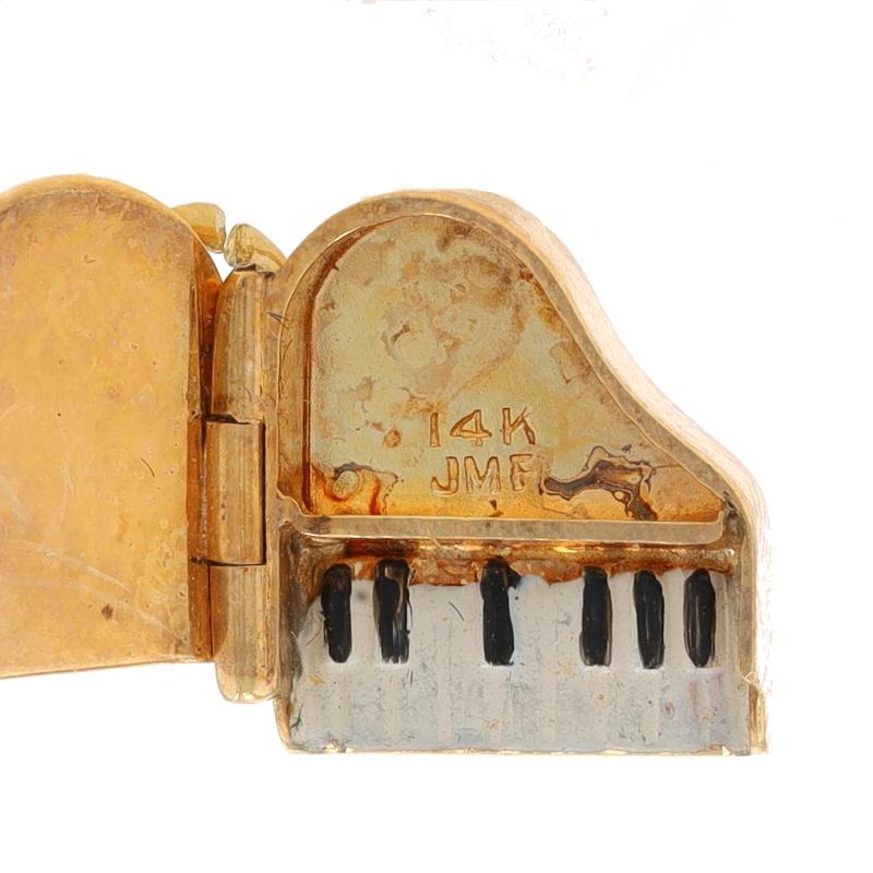 Yellow Gold Black & White Enamel Grand Piano Charm - 14k Music Instrument Moves 1