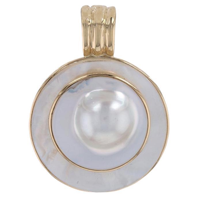 Yellow Gold Blister Pearl Enhancer Pendant - 14k Circles