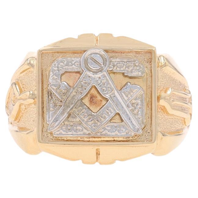 Yellow Gold Blue Lodge Master Mason Men's Ring - 10k Masonic For Sale