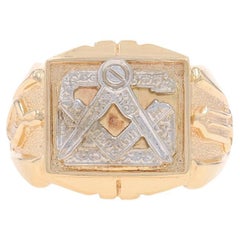 Used Yellow Gold Blue Lodge Master Mason Men's Ring - 10k Masonic