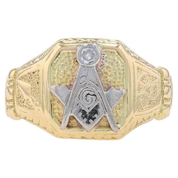 Yellow Gold Blue Lodge Master Mason Ring - 14k Diamond Single Cut ...