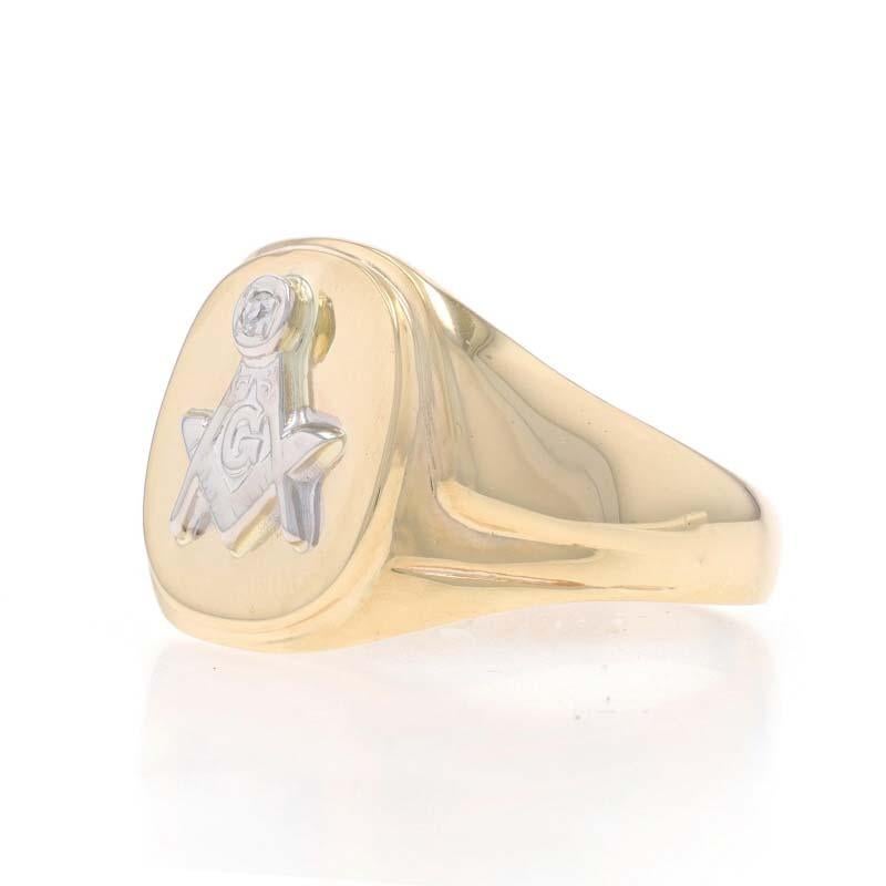 Yellow Gold Blue Lodge Men's Master Mason Ring - 10k Diamond Single Cut Masonic For Sale 1