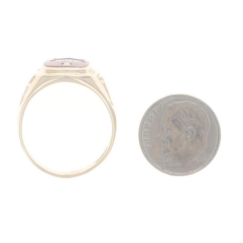 Blauer Lodge Herren Master Mason-Ring aus Gelbgold - 10k Lab-Created Rubin Masonic 3